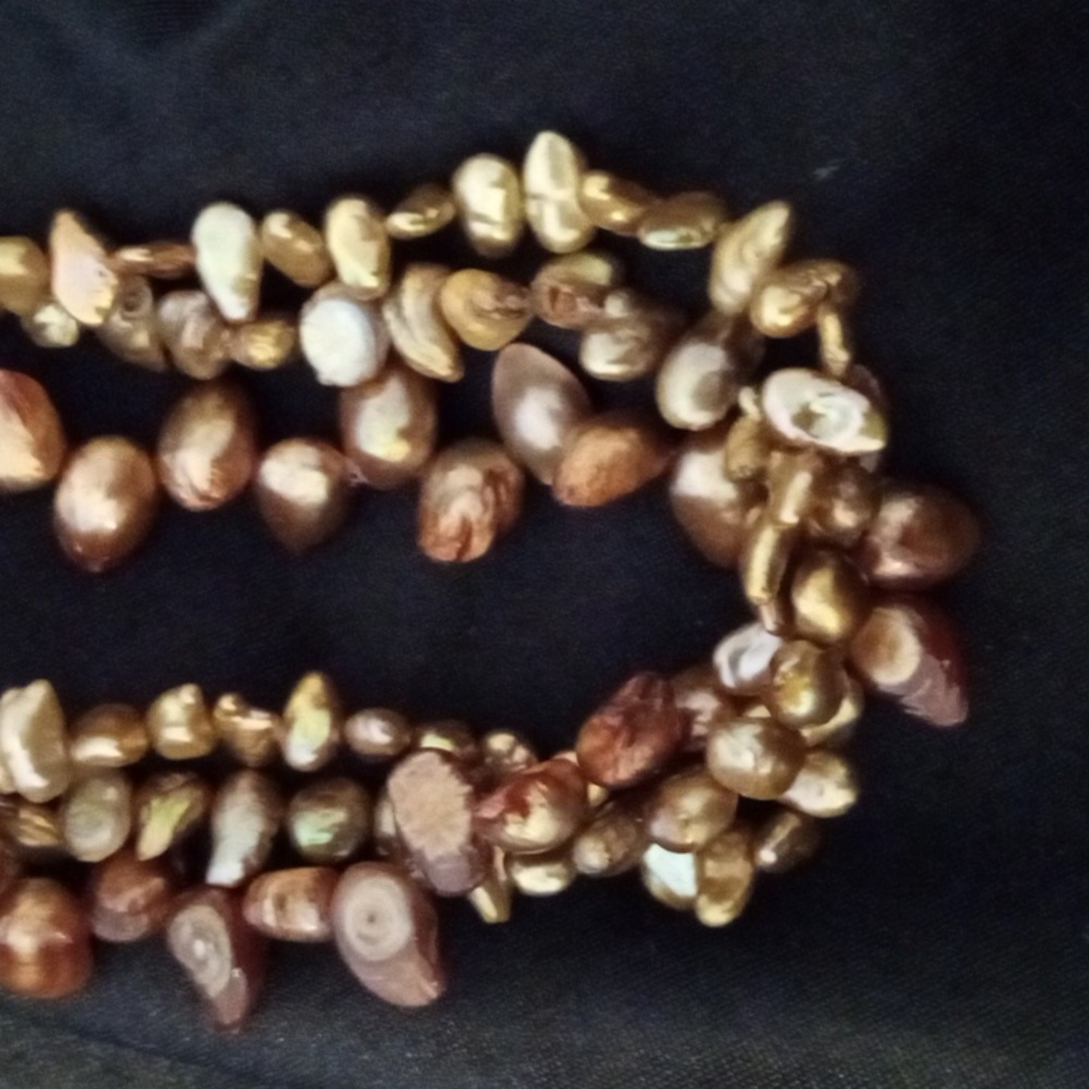 3 Strand Baroque Freshwater Pearl Necklace - Picture 5 of 5